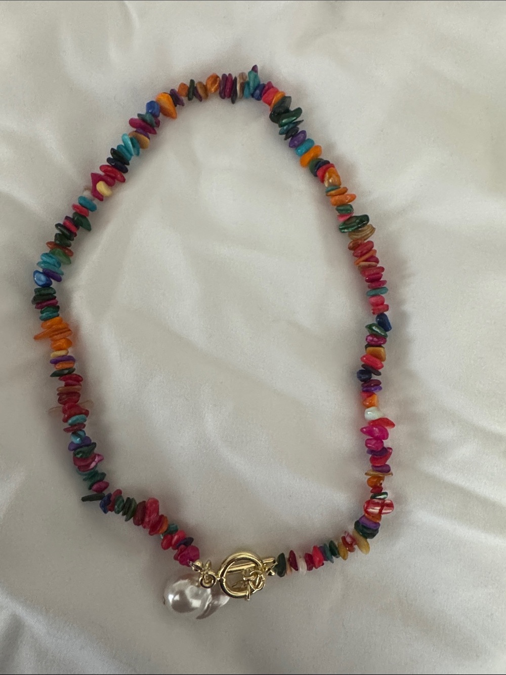 New! Colorful Multicolor Beaded Pearl Dopamine Necklace NWOT 5072
